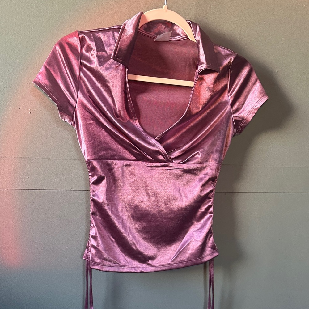 No Boundaries Shiny Mauve Blouse